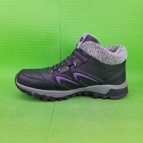 ✅Gracosy Women’s Faux Fur Lined Outdoor Hiking Boots Black Faux Leather Size 41 - Picture 10 of 11